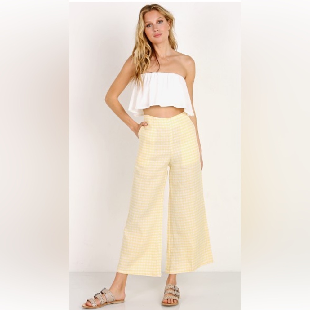 Faithfull The Brand Tomas linen pants size XS/2 in Kivotos Yellow